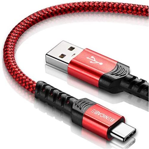 USB Type C Cable 3A Fast Charging, Benicabe(2-Pack 6FT) USB-A to USB-C Charge Braided Cord Compatible with Samsung Galaxy S10 S9 S8 S20 Plus, Note 10 9 8, and Other USB C Charger (2pack-6ft, Red)