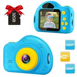 GKTZ Kids Camera Small Camcorder Digital Cameras with 2 inch Screen for Children ,Ideal Gift Toys for 3-8 Year Old Boys Girls Upgraded with 32GB Micro Memory Card - Blue