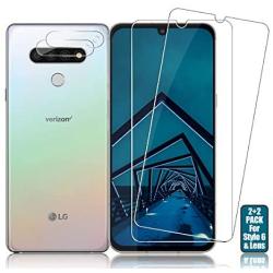 LG Stylo 6 Screen Protector + Camera Lens Protectors by BIGFACE, [2 + 2 Pack] HD Clarity Premium Tempered Glass, Anti-Bubble, 9H Hardness, 3D Touch Accuracy Anti-Scratch Film for LG Stylo 6 (Clear)