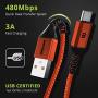 BrexLink USB C Cable Samsung Galaxy S8 Charger, USB C to USB A Charger (6.6ft/2 Pack), Nylon Braided Fast Charging Cord for Samsung Galaxy S10 S9 S8 Note 9, Pixel, LG V30 G6, Nintendo Switch (Orange)