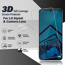 LG Stylo 6 Screen Protector + Camera Lens Protectors by BIGFACE, [2 + 2 Pack] HD Clarity Premium Tempered Glass, Anti-Bubble, 9H Hardness, 3D Touch Accuracy Anti-Scratch Film for LG Stylo 6 (Clear)