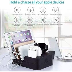 Ocim 6 Port USB Charging Station,Multiple Devices Desktop Charger Docking Organizer Compatible for Airpods Apple iWatch iPhone iPad Tablets and Smart Cell Phones