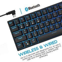 Dierya DK61 Pro Bluetooth 5.1 Mechanical Gaming Keyboard 60% Wireless/Wired PBT Keycap RGB Backlit Compact 61 Keys Computer Mini Keyboard with Full Keys Programmable (Gateron Optical Brown Switch)