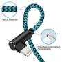 iPhone Charger 90 Degree 10ft 3 Pack Lightning Cable Braided Right Angle Charging Cord Compatible with iPhone Xs Max 8 7 Plus 6 iPad (Blue,10 Foot)