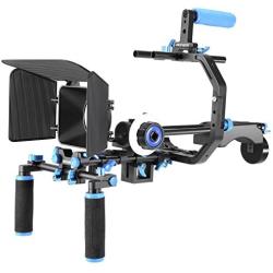 Neewer Film Movie Video Making System Kit for Canon Nikon Sony and Other DSLR Cameras Video Camcorders, includes: C-shaped Bracket,Handle Grip,15mm Rod,Matte Box,Follow Focus,Shoulder Rig (Blue+Black)