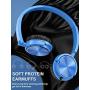 Vogek On Ear Headphones with Mic, Stereo Bass Fold-Flat Headset, Wired Portable Earphones with Microphone, Adjustable Headband and 1.5M Tangle Free Cord for Kids Students Teens Adults, Blue