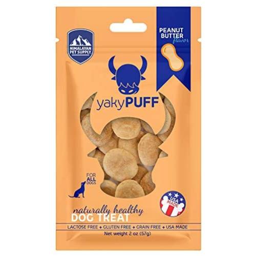 Himalayan Pet Supply yakyPUFF Himalayan Cheese Treats | Lactose Free | Gluten Free | Grain Free | Made in USA | for All Breeds | Peanut Butter Flavor, Natural (532018)