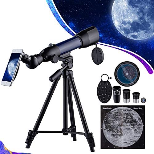 HUTACT Telescope for Kid HD 70X Refractor Telescopes for Astronomy Adjustable Tripod, Phone Adapter, Moon Map, Moon Filter,Compass