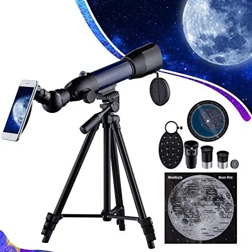 HUTACT Telescope for Kid HD 70X Refractor Telescopes for Astronomy Adjustable Tripod, Phone Adapter, Moon Map, Moon Filter,Compass HUTACT Telescope for Kid HD 70X Refractor Telescopes for Astronomy Adjustable Tripod, Phone Adapter, Moon Map, Moon Filter,Compass