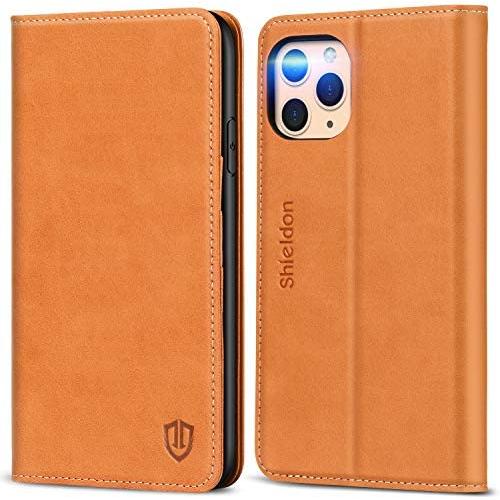 SHIELDON iPhone 11 Pro Max Case, Auto Sleep Wake Wallet Case, Genuine Leather Flip Book Shockproof Case with Kickstand Card Slot Magnetic Closure Compatible with iPhone 11 Pro Max (6.5 Inch) - Brown