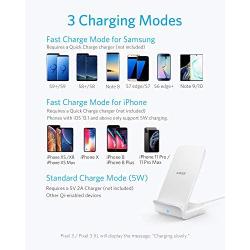 Anker Wireless Charger, PowerWave 7.5 Stand, Qi-Certified, Fast Charging iPhone 11, 11 Pro, 11 Pro Max, XR, Xs Max, Xs, X, 8, 8 Plus, Galaxy S 20 S10 S9 S8, Note 10 Note 9 (No AC Adapter) - White