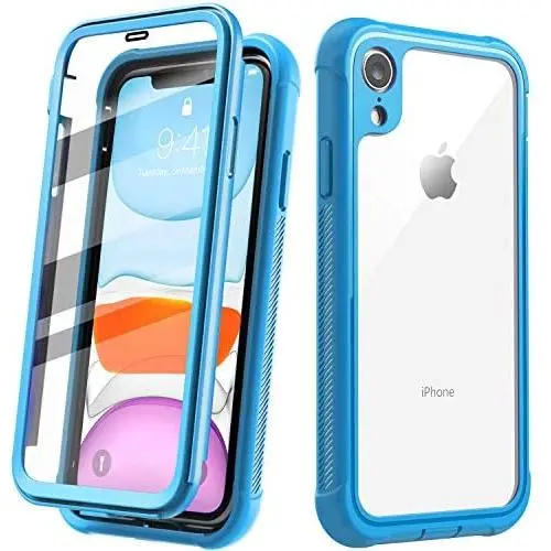 Justcool Designed for iPhone XR Case, Clear Full Body Heavy Duty Protection with Built-in Screen Protector Shockproof Rugged Cover Designed for iPhone XR Cases (2018) 6.1 Inch … (Blue) Justcool Designed for iPhone XR Case, Clear Full Body Heavy Duty Protection with Built-in Screen Protector Shockproof Rugged Cover Designed for iPhone XR Cases (2018) 6.1 Inch … (Blue)