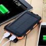 Solar Charger Solar Power Bank 20000mAh Waterproof Portable External Backup Outdoor Cell Phone Battery Charger with Dual LED Flashlights Solar Panel Compatible with All Smartphone (Black&Orange)