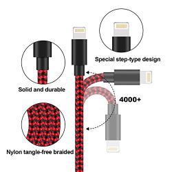 iPhone Charger, MFi Certified Lightning Cable 3Pack 10FT Extra Long Nylon Braided USB Charging & Syncing Cord Compatible iPhone Xs/Max/XR/X/8/8Plus/7/7Plus/6S/6S Plus/SE/iPad -BlackRed