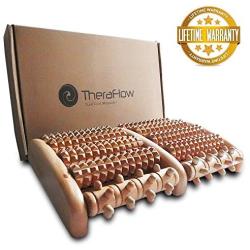 TheraFlow Dual Foot Massager Roller (Large). Relieve Plantar Fasciitis, Stress, Heel, Arch Pain - The Original - Shiatsu Acupressure Relaxation. Full Instructions/Reflexology Chart. Christmas Gift