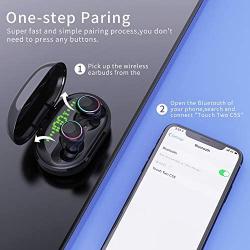 Wireless Earbuds Bluetooth 5.0 Headphones, IPX8 Waterproof Stereo Earbuds with Microphone, LED Battery Display 120H Playtime, Noise-Cancelling Headphones with Charging Case for Sports