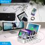 Charging Station for Multiple Devices - 6 Smart Charging Ports Docking Organizer - Compatible with iPhone iPad and Android Cell Phone and Tablet (6 Short Cables Included) (White)
