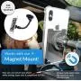 New 3-in-1 Stick On Wallet for Any Phone Case | Unique: Spandex + Mounts to Magnets + Double-Pocket + Finger Strap + RFID Block – Strong 3M Sticky + Magnetic (Black Marble, 1 Pack)