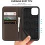 SHIELDON iPhone 11 Case, Genuine Leather iPhone 11 Wallet Flip Magnetic Cover RFID Blocking Card Slots Holder Kickstand TPU Shockproof Case Compatible with iPhone 11 (6.1 Inch, 2019) - Coffee Brown