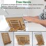 Bamboo Tablet Stand Adjustable, Pezin & Hulin Desktop Cell Phone Stand Holder Dock Compatible with Pad Pro 9.7, 10.5, 12.9, Air 2 3 4 Mini, Kindle, Phone 8 Plus X XS Max XR (Support to 13" Devices)