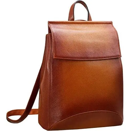 Heshe Womens Leather Backpack Casual Style Flap Backpacks Daypack for Ladies (Sorrel) Heshe Womens Leather Backpack Casual Style Flap Backpacks Daypack for Ladies (Sorrel)