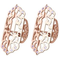 MoKo Cover Sleeve for Fitbit Flex 2 Watch Band, [2 Pack] Luxury Diamond Metal Replacement Cover Sleeve Protector Case Hollowed Frame Cover Decoration Accessory for Fitbit Flex 2, Rose Gold