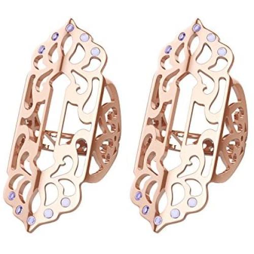 MoKo Cover Sleeve for Fitbit Flex 2 Watch Band, [2 Pack] Luxury Diamond Metal Replacement Cover Sleeve Protector Case Hollowed Frame Cover Decoration Accessory for Fitbit Flex 2, Rose Gold