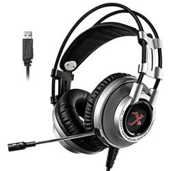 Game Headset-3.5mm Socket and USB Wired Headset with Microphone and Amazing PC, PS4, Xbox, Tablet PC, Smartphone