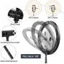 12 Inch Selfie Ring Light with Stand and Phone Holder, Foldable Makeup Light 20.8&quot - 67” Stretchable,3 Color Modes, USB Powered LED Selfie Light Ring for iPhone and Android,TIK Tok Light Mobile Stand.