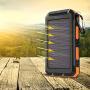 Solar Charger, 20000 mAh Portable Solar Power Bank for Cell Phone Camping External Backup Battery USB Chargers Built-in Dual USB Port/LED Flashlights for All Smartphone, Tablets, Electronic Devices