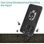Oleaders for Galaxy A21 Case with Tempered Glass Screen Protector, Rotatable Metal Ring Holder Compatible with Magnetic Car Kickstand Case for Samsung Galaxy A21 - Black