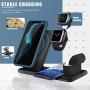 2020 Updated 4 in 1 Wireless Charger, 15W Foldable Wirelesss Charger Stand Compatible for iWatch 1/2/3/4/5 and Airpod, iPhone 11/11 Pro Max/X/XS Max/8, Fast Charging Wireless Charging Station(Black)