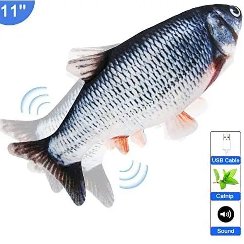 Electric Cat Kicker Fish Toy, Realistic Moving Fish Cat Toy, 11" Interactive Plush Simulation Flopping Fish, Motion Kitten Toy, Wiggle Fish Catnip Toys, Fun Toy for Indoor Cat Kitty Exercise Electric Cat Kicker Fish Toy, Realistic Moving Fish Cat Toy, 11" Interactive Plush Simulation Flopping Fish, Motion Kitten Toy, Wiggle Fish Catnip Toys, Fun Toy for Indoor Cat Kitty Exercise