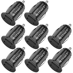 USB Car Charger[8-Pack],Bralon Mini 24W/4.8A Dual USB Fast Car Charger Flush Fit Compatible with iPhone 11/11 Pro/XS/Xr/X/8 7 6 S Plus,Galaxy Note S10 S9 S8 S7,iPad,Mp3&More