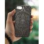 YFWOOD Compatible for iPhone 7 Wood Case, for iPhone 8 Case with Real Wood Engraving Totem Pattern Hybrid Rubber Slim Shock Absorption Heavy Duty Protective Bumper Case for iPhone 7/8/ iPhone SE 2020