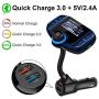 (Upgraded Version) Sumind Car Bluetooth FM Transmitter, Wireless Radio Adapter Hands-Free Kit with 1.7 Inch Display, QC3.0 and Smart 2.4A USB Ports, AUX Output, TF Card Mp3 Player(Blue)