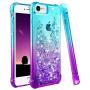 Ruky iPhone 6 6S 7 8 Case, iPhone SE 2020 Case, Gradient Quicksand Series Glitter Bling Flowing Liquid Floating TPU Bumper Cushion Protective Case for iPhone 6/6s/7/8/SE 2020 4.7 inches (Teal Purple)