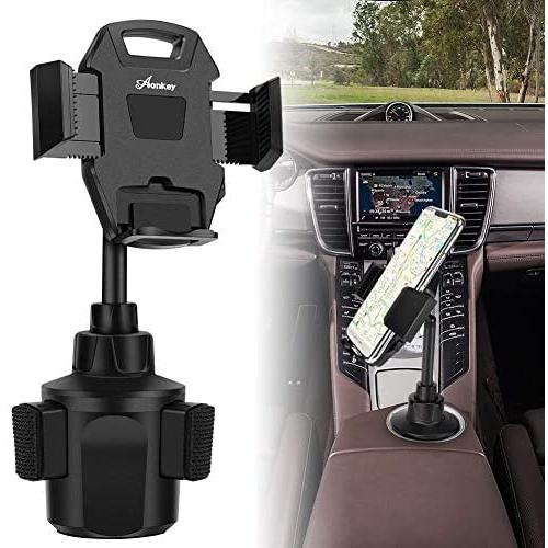 AONKEY Cup Holder Phone Mount, Height Adjustable Metal Stand Car Phone Cradle Fit for All Smartphones Include iPhone 11 Pro/11 Pro Max/XR/XS/XS Max/X/8/7, Galaxy S10/S10 Plus Note 9/Note 10 Plus