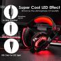 ENVEL Gaming Headset for PS4 with Mic,PC,Xbox One,Laptop,Surround Sound Over Ear Noise Cancelling Headphone with LED Lights Volume Control for Smartphone,Computer,Nintendo Switch(Black&Red)