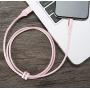 AmazonBasics Double Braided Nylon Lightning to USB Cable, Advanced Collection, MFi Certified Apple iPhone Charger, Rose Gold, 3 Foot