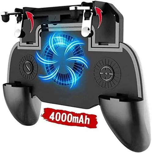 Phone Controller with 4000mAh Power Bank Cooling Fan, YOBWIN Mobile Controller Phone Game Mobile Trigger Joystick L1R1 Gamepad Grip Remote for 4-6.5 Inch Android iOS (No Storage Bag) Phone Controller with 4000mAh Power Bank Cooling Fan, YOBWIN Mobile Controller Phone Game Mobile Trigger Joystick L1R1 Gamepad Grip Remote for 4-6.5 Inch Android iOS (No Storage Bag)