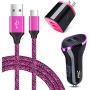 AndHot Dual USB Type C Car Charger Charging Block Wall Plug with 6ft USB C Fast Charging Cable Replacement for Samsung Note 10 S10 A50, LG Stylo 5 4 V50 G8 G7 ThinQ Q7, Moto G8 G7 G6 Z4, OnePlus 7 6T
