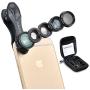 SimpLenz 5 in 1 Clip On Cell Phone Camera Lens Kit | For iPhone 7 6/6S 6S Plus, Samsung Galaxy S7/S7 Edge S6/S6 Edge, Most Smartphones and Tablets | Telephoto, Fish Eye, Wide Angle, CPL, Macro Lens
