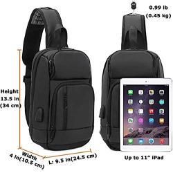 Sling Bag for Men Chest Bag for Teens Single Shoulder Bag Casual Daypack Crossbody Bag PU Sling Backpack Sport Daypack