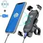 ILM Motorcycle Bike Phone Mount Holder Wireless Charging USB Quick Charge Fits Handlebar Cell Phones iPhone Samsung Galaxy HUAWEI HTC (Qi Wireless USB QC Charge)