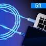 Flowing LED Magnetic Charging Cable.3 in 1 Cable(2 Packs,5 ft) Blue+Green
