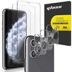 [6 Pack] AUDON 3 Pack Screen Protector Tempered Glass for iPhone 11 Pro+3 Pack Camera Lens Protector Tempered Glass for iPhone 11 Pro (5.8"), 3D Edge Anti Scratch Bubble Free HD Clear