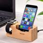 USB Charging Stand - Tendak Phone Stand with 3 USB Port Bamboo Wood Charging Dock Station for 38mm and 42mm Apple Watch & iPhone 6 6 Plus 5S 5 7 7 Plus and Other Smartphone
