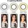 Velouer Selfie Ring Light with Cell Phone Holder Stand for Live Stream/Makeup, LED Camera Lighting [3-Light Mode] [10-Level Brightness] with Flexible Arms Compatible with iPhone 8 7 6 Plus X Android