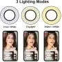 Velouer Selfie Ring Light with Cell Phone Holder Stand for Live Stream/Makeup, LED Camera Lighting [3-Light Mode] with Flexible Arms Compatible with iPhone 8 7 6 Plus X Android (White)